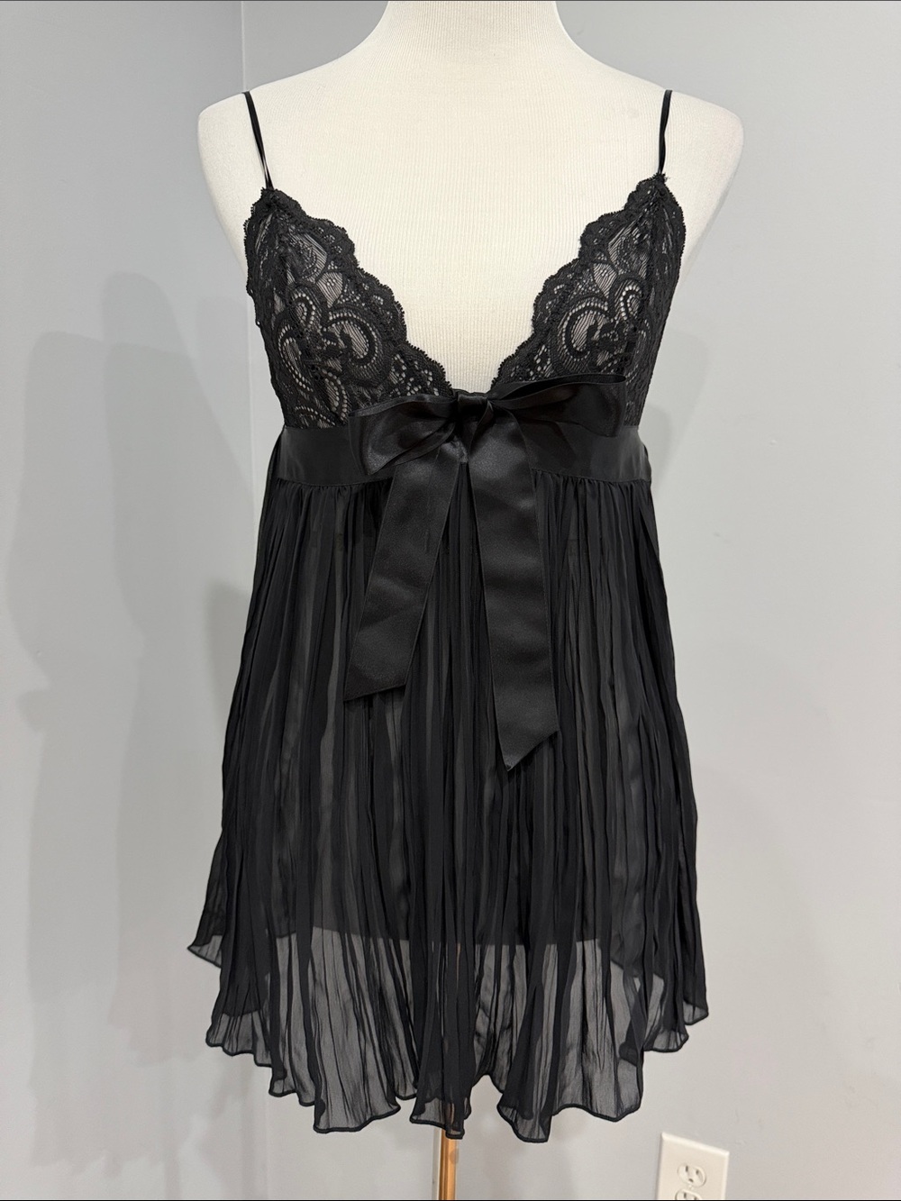Black Lace & Chiffon Babydoll lingerie Chemise